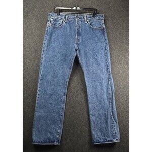 Levis 501 Button Fly Jeans Mens Size 34x30 Blue Medium Wash Straight Leg
